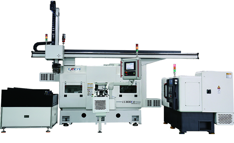 卧式搓齿机+割槽机+桁架式机器人